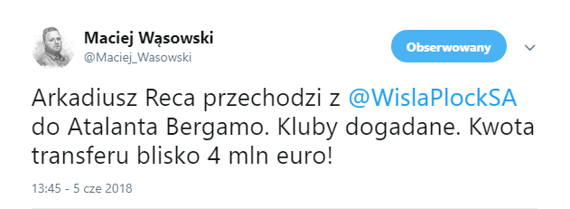 OFICJALNIE: Reca za BLISKO 4 MLN EURO zmienia klub!